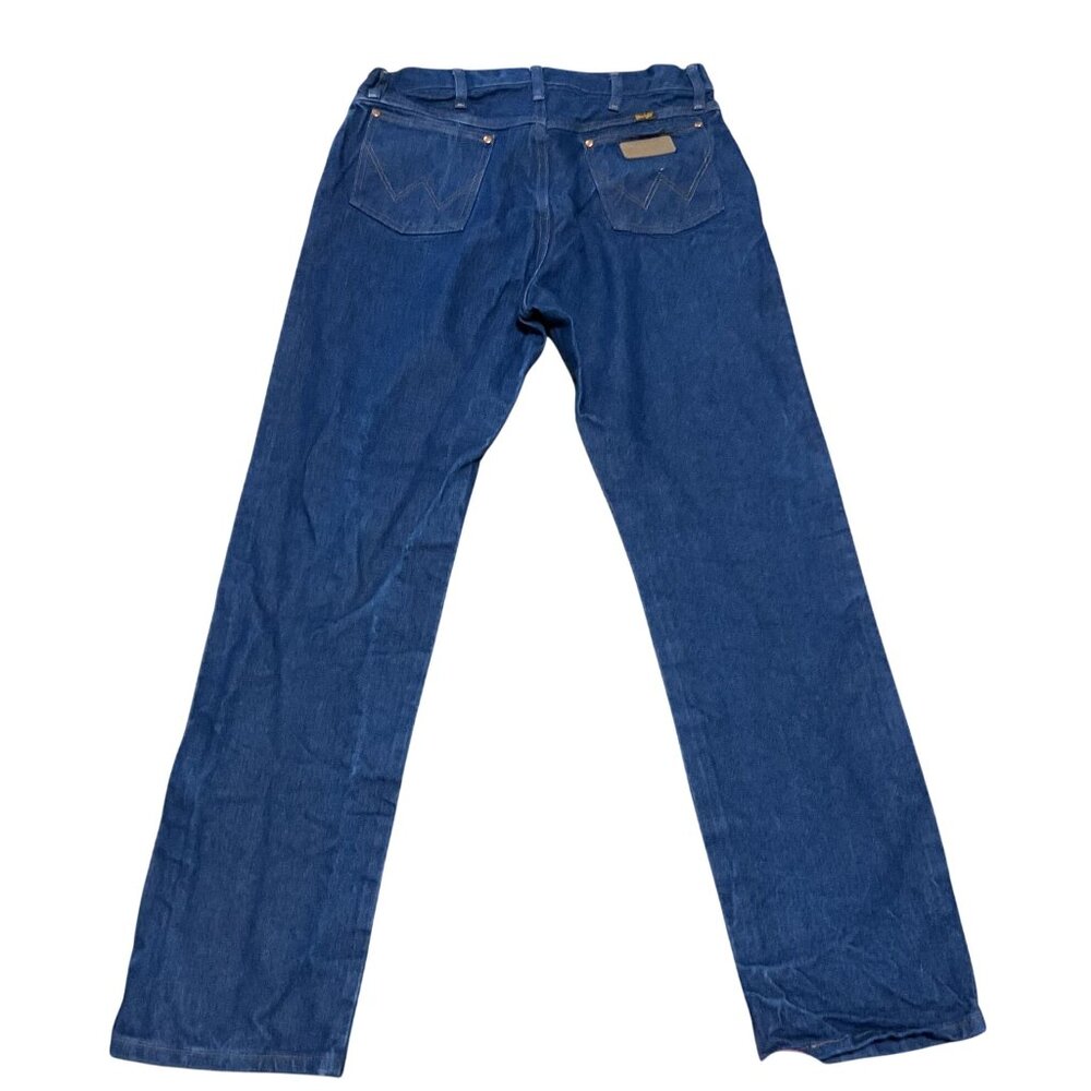 Wrangler Cowboy Cut Jeans Sz 35x34 Blue Denim Straight 13mxz Dark Rinse Mens